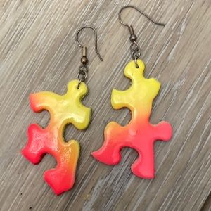 Gorgeous airbrushed puzzle earrings